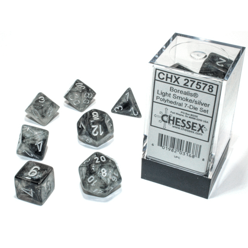 Borealis Light Smoke & Silver Luminary Polyhedral 7-Die Set