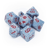 Chessex speckled 7-sided polyhedral dice set in air color with black numbering for tabletop gaming and role-playing games.