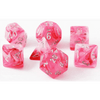 Chessex: Ghostly Glow 7 Polyhedral Dice Set - Pink with Silver
