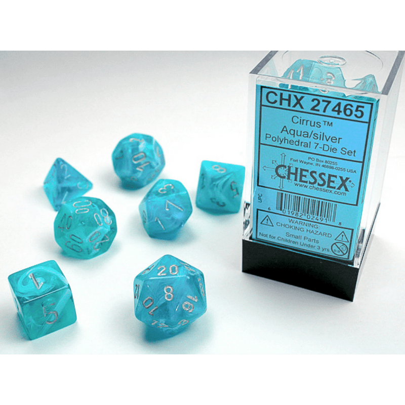 Cirrus Aqua/silver Polyhedral 7-Die Set