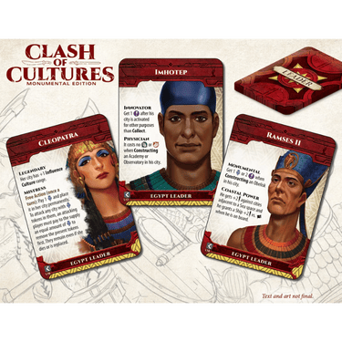 Image of Clash of Cultures: Monumental Edition strategy game box by WizKids with colorful artwork and game components.