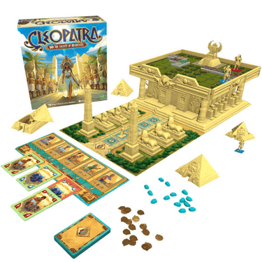 Strategic board game "Cleopatra and the Society of Architects" by Mojito Studios featuring colorful game components and artwork.
