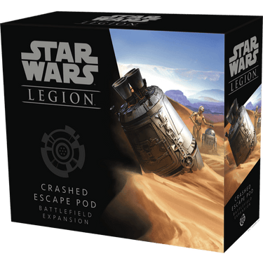 Crashed Escape Pod battlefield expansion for Star Wars: Legion war game by Fantasy Flight Games, featuring a detailed sci-fi crash site.