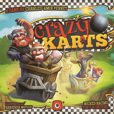 Family game Crazy Karts by Portal Games featuring colorful toy karts and a fun racing setup for kids and families.