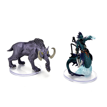 Box set of Critical Role: Monsters of Wildemount RPG miniatures by WizKids, featuring detailed monster figures on a game board.