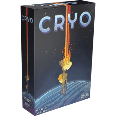 Cryo strategy game box by Z-Man Games, featuring artwork of futuristic spacecraft and icy planetary landscape.