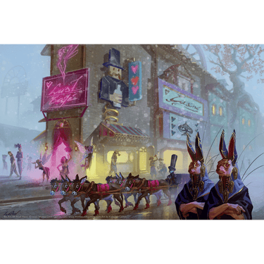 Cover art for Cypher System RPG "We Are All Mad Here" by Monte Cook Games, featuring surreal, colorful illustrations.