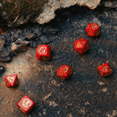 Dragons Dice Set: Modern Red & Gold
