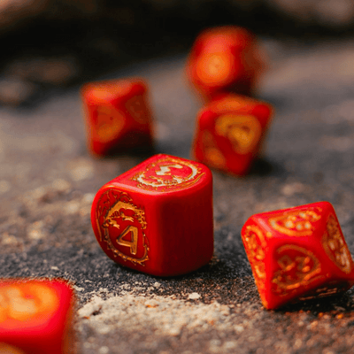 Dragons Dice Set: Modern Red & Gold