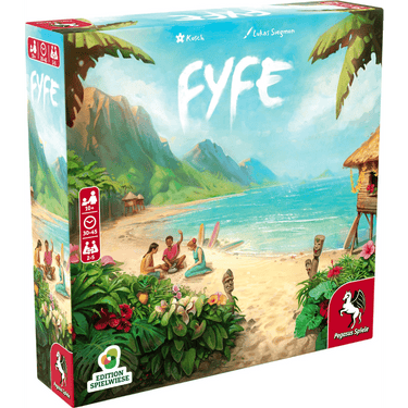 Abstract game FYFE by Pegasus Spiele featuring colorful, modern geometric shapes on a sleek game board.