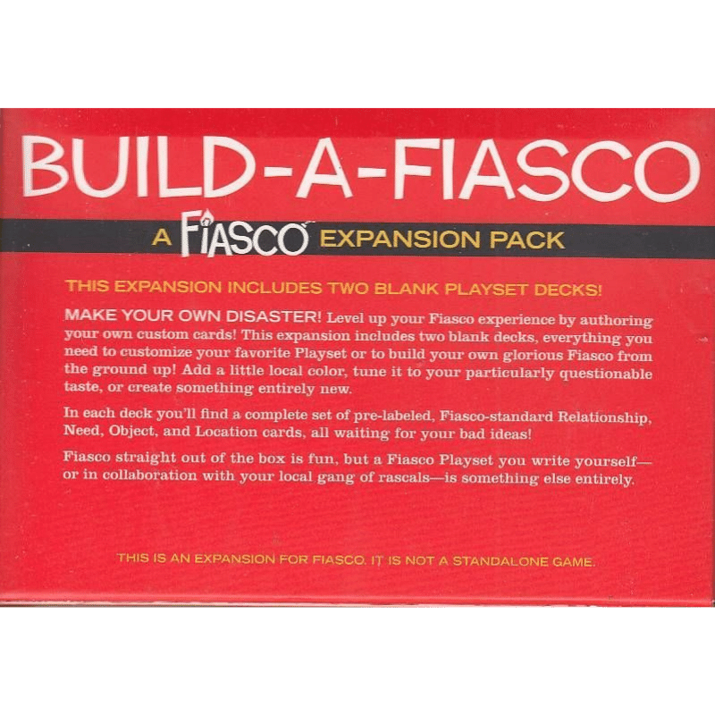 Fiasco RPG: Build-A-Fiasco - Thirsty Meeples