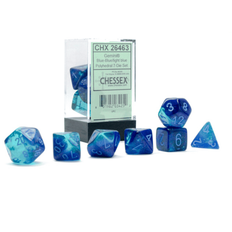 Gemini Polyhedral Blue-Blue/light blue Luminary 7-Die Set