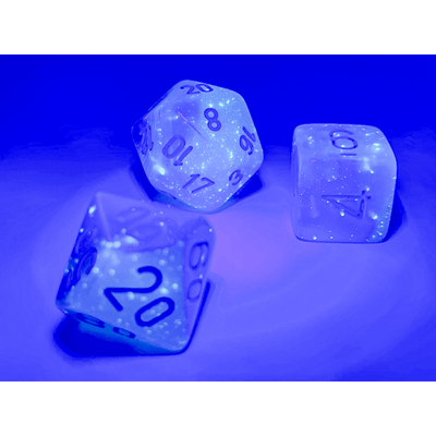 Gemini Polyhedral Gel Pearl Turquoise-White/blue Luminary 7-Die Set