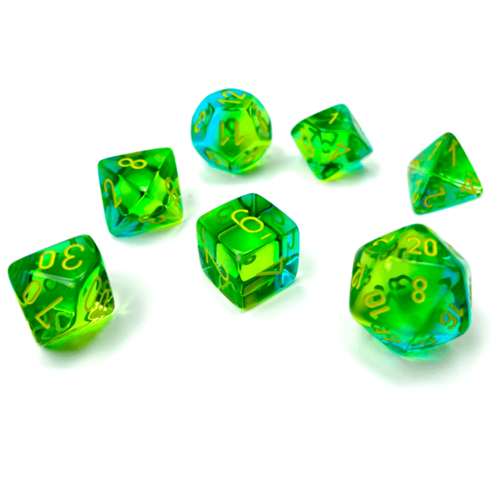 Gemini Polyhedral Translucent Green-Teal/yellow 7-Die Set