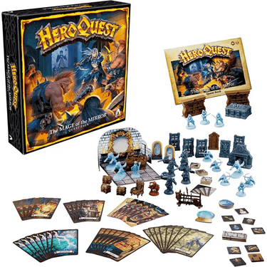 HeroQuest: The Mage Of The Mirror adventure game by Avalon Hill Games featuring a mystical mage character and mirror-themed quest elements.