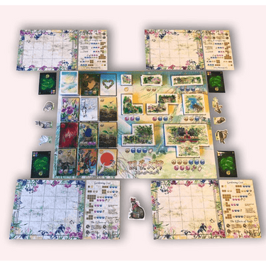 Horticulture Master family game by MOZI Game featuring vibrant plant illustrations and game components on a table.