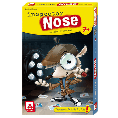 Children's game Inspector Nose by Nürnberger-Spielkarten-Verlag featuring colorful game components and character illustrations.