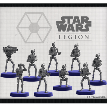 Star Wars: Legion B1 Battle Droids unit expansion for war games by Fantasy Flight Games, featuring detailed plastic droid figures.