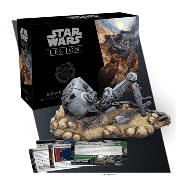 Star Wars: Legion Downed AT-ST Battlefield Expansion war game miniature by Fantasy Flight Games, featuring a detailed downed AT-ST vehicle.
