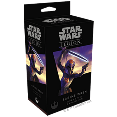 Star Wars: Legion Sabine Wren operative expansion for war game, featuring detailed miniatures of the Mandalorian artist.