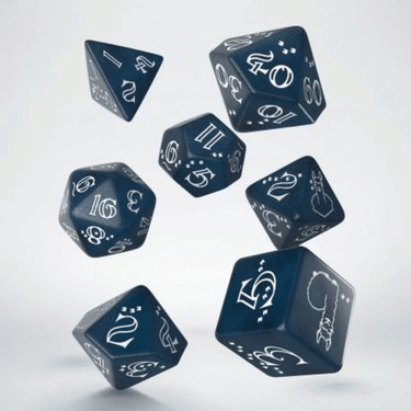 Shimmering Llama Dice Set: Glittering Dark Blue & White