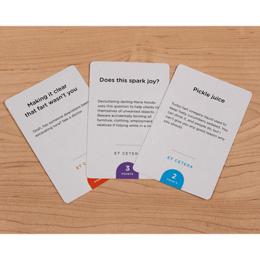 Image of Monikers: Serious Nonsense party game by CMYK, featuring colorful game cards and box for social fun and entertainment.