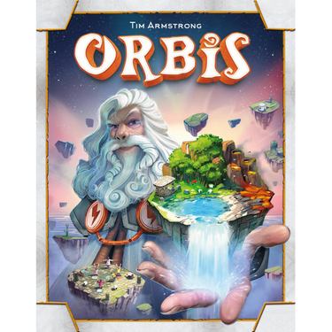 Orbis family game by Space Cowboys, featuring colorful circular tiles arranged on a wooden game board.