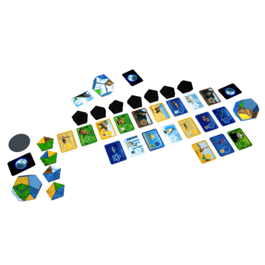 Blue Orange Planet abstract game with colorful planet illustration, featuring game pieces and vibrant design elements.