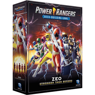 Power Rangers Zeo deck-building game by Renegade Game Studios featuring colorful Power Rangers cards and game components.