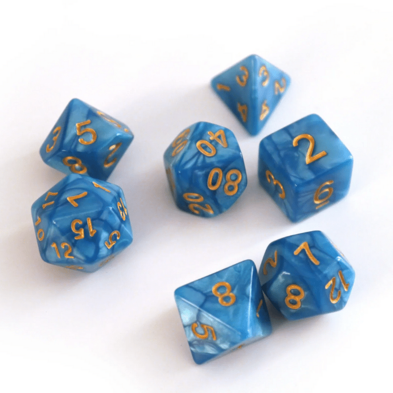 Pearl Dice Set: Azure / Gold