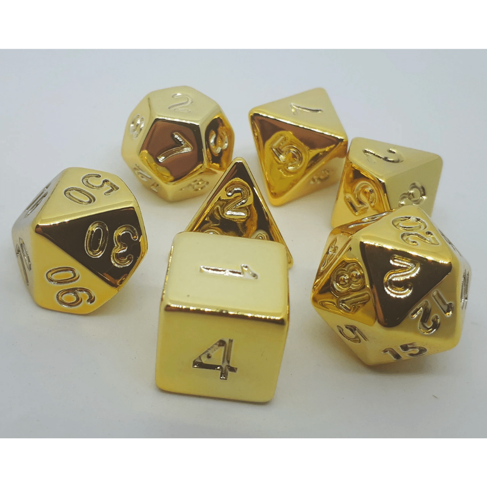 Shiny Dice Set: Plated Gold