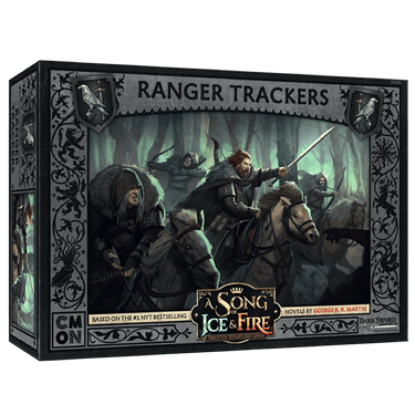 A set of A Song of Ice & Fire Ranger Trackers war game miniatures by CMON Limited, featuring detailed figures on a gaming base.