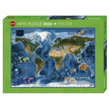 Adult puzzle featuring a satellite map with 2000 pieces by Heye, showing a detailed aerial view of a city or landscape.