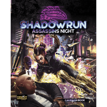 Image of Shadowrun RPG: Assassins Night campaign book by Catalyst Game Labs featuring cover art with shadowy figures and urban night scene.