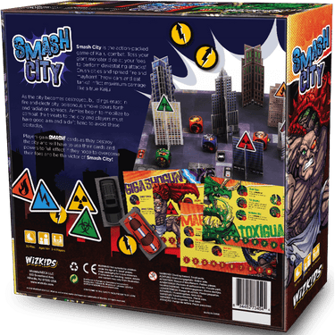 Family game Smash City by WizKids featuring colorful game components and a vibrant game board for interactive fun.