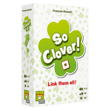 So Clover! party game by Repos Production featuring colorful game cards and playful design for fun group activities.