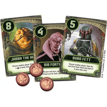 Star Wars Jabba's Palace Love Letter game by Z-Man Games featuring game components and colorful artwork from the family game set.