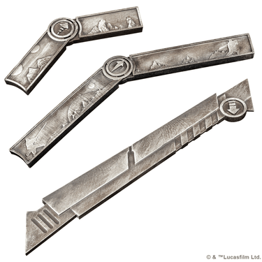 Star Wars: Shatterpoint measuring tools for war games by Atomic Mass Games, featuring detailed Star Wars-themed design.