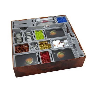 Folded Space Terraforming Mars game insert showing organized compartments for game components and cards.
