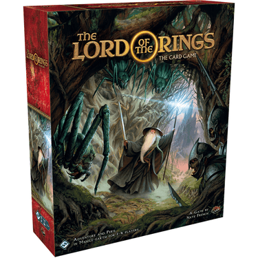 Fantasy Flight Games The Lord of the Rings LCG Revised Core Set box showing game components and artwork for the living card game.