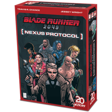 WizKids Blade Runner 2049 Nexus Protocol strategy game box with futuristic artwork and game components visible.