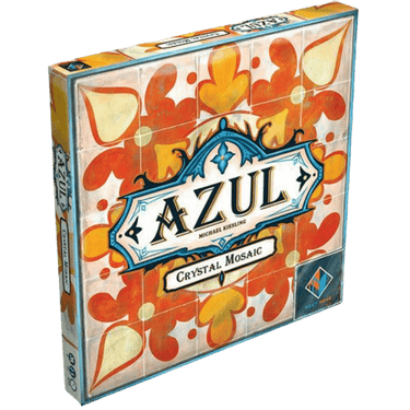Abstract game "Azul: Crystal Mosaic" by Plan B Games featuring colorful crystal mosaic artwork on a game board.