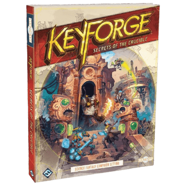 Genesys RPG: Keyforge - Secrets of the Crucible tabletop role-playing game box with artwork, published by Fantasy Flight Games.