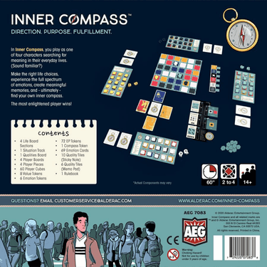 Abstract game called Inner Compass by Alderac Entertainment Group featuring colorful geometric shapes and intricate design.