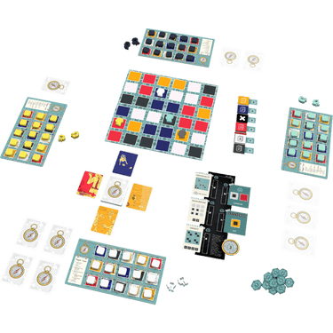 Abstract game Inner Compass by Alderac Entertainment Group featuring colorful geometric shapes and intricate design elements.