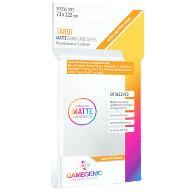 Gamegenic Matte Tarot Card Sleeves, clear and durable for protecting tarot cards during gameplay or storage.