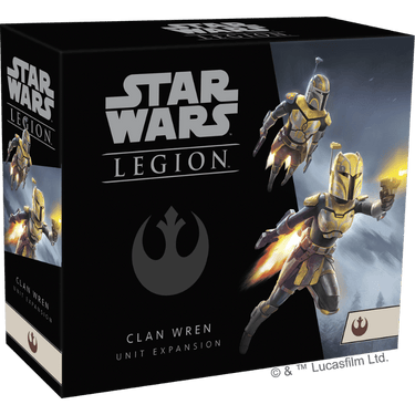 Star Wars: Legion Clan Wren unit expansion for war game by Fantasy Flight Games, featuring detailed miniatures and game accessories.