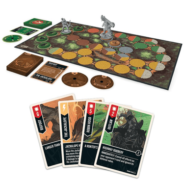 Unmatched Robin Hood vs. Bigfoot strategy game box featuring colorful character illustrations and game components from IELLO.