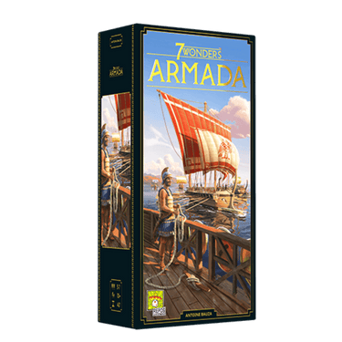 7 Wonders Armada 2nd Edition family game by Repos Production featuring colorful game components and illustrated game box.