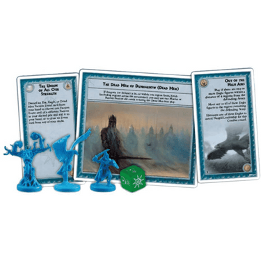 War of the Ring: Warriors of Middle-earth strategy game box featuring detailed fantasy artwork and game components from Ares Games.